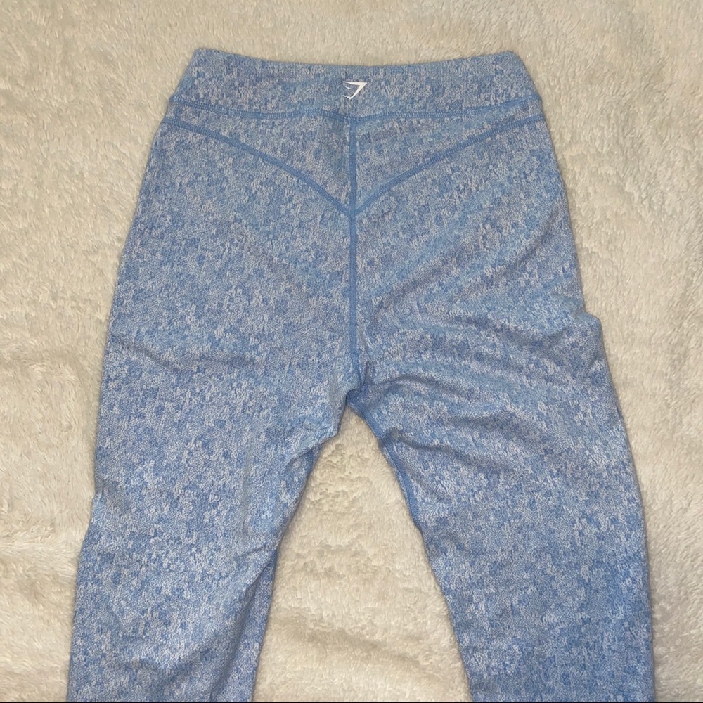 GymShark- Blue Fleur Texture Leggings - Picture 2 of 3